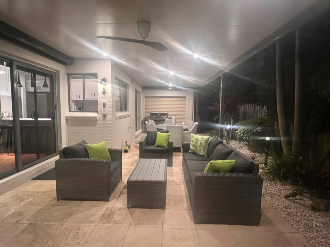 After the flat roof pergola attached to house was built