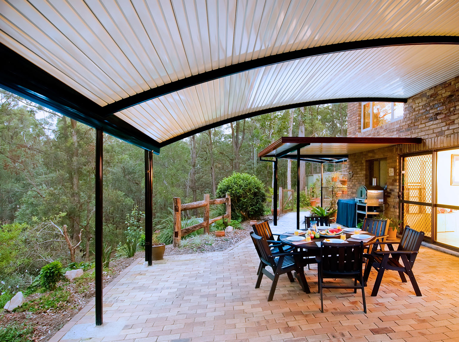 Curved Roof Backyard Patio installed in Adelaide, North Shore and Northern Beaches