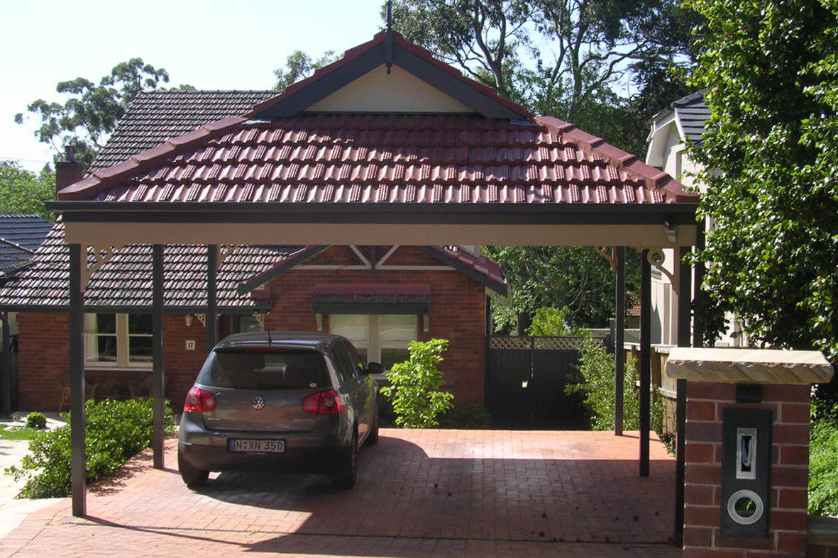 Carport front of house with tiled roof, Adelaide, Sydney, Northern Beaches, North Shore