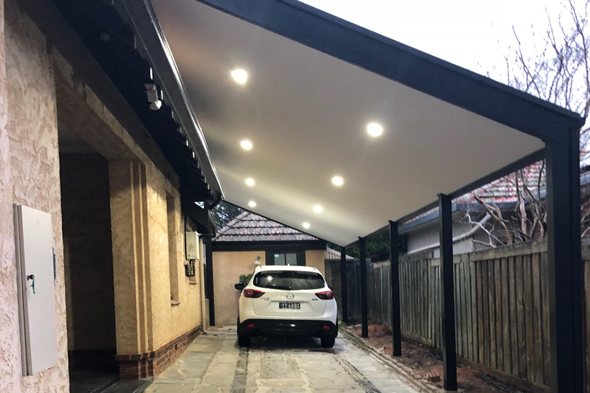 45 degree angle roof carport side of house, Adelaide, Sydney, Northern Beaches, North Shore